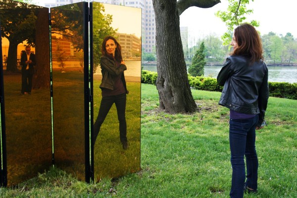 Mirror sculpture at Frieze Art Fair, New York, 2013.